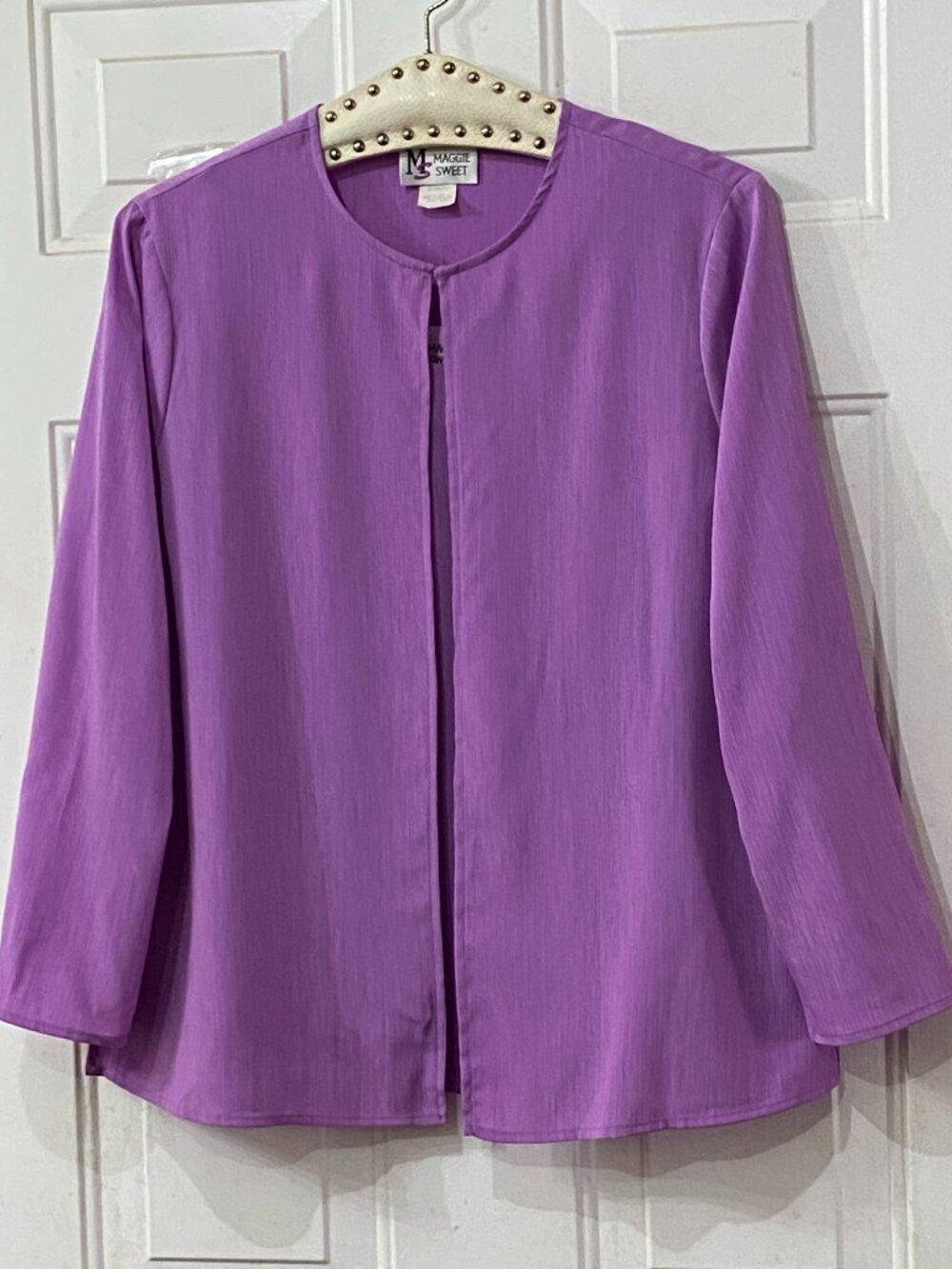 VTG Maggie Sweet 2 Pc Sz M Cardigan Long Sleeve & Blouse Tank Orchid
